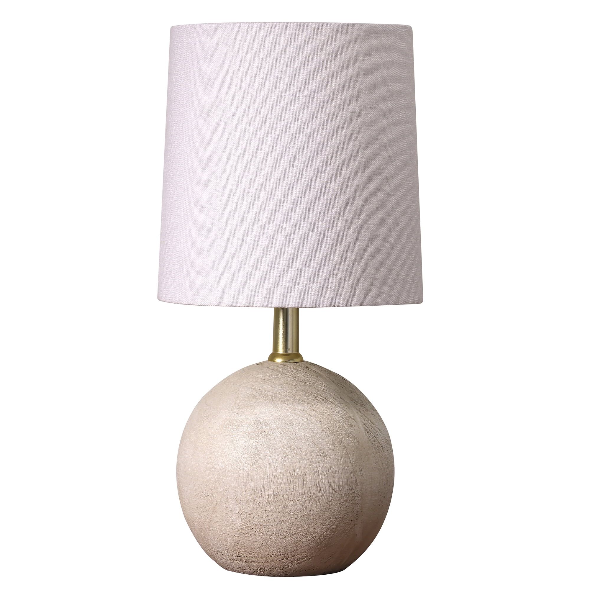 Xtreme Lit Mini Ball Natural Grey Resin Lamp with White Fabric Shade, LED Light Bulb Not Included | Walmart (US)