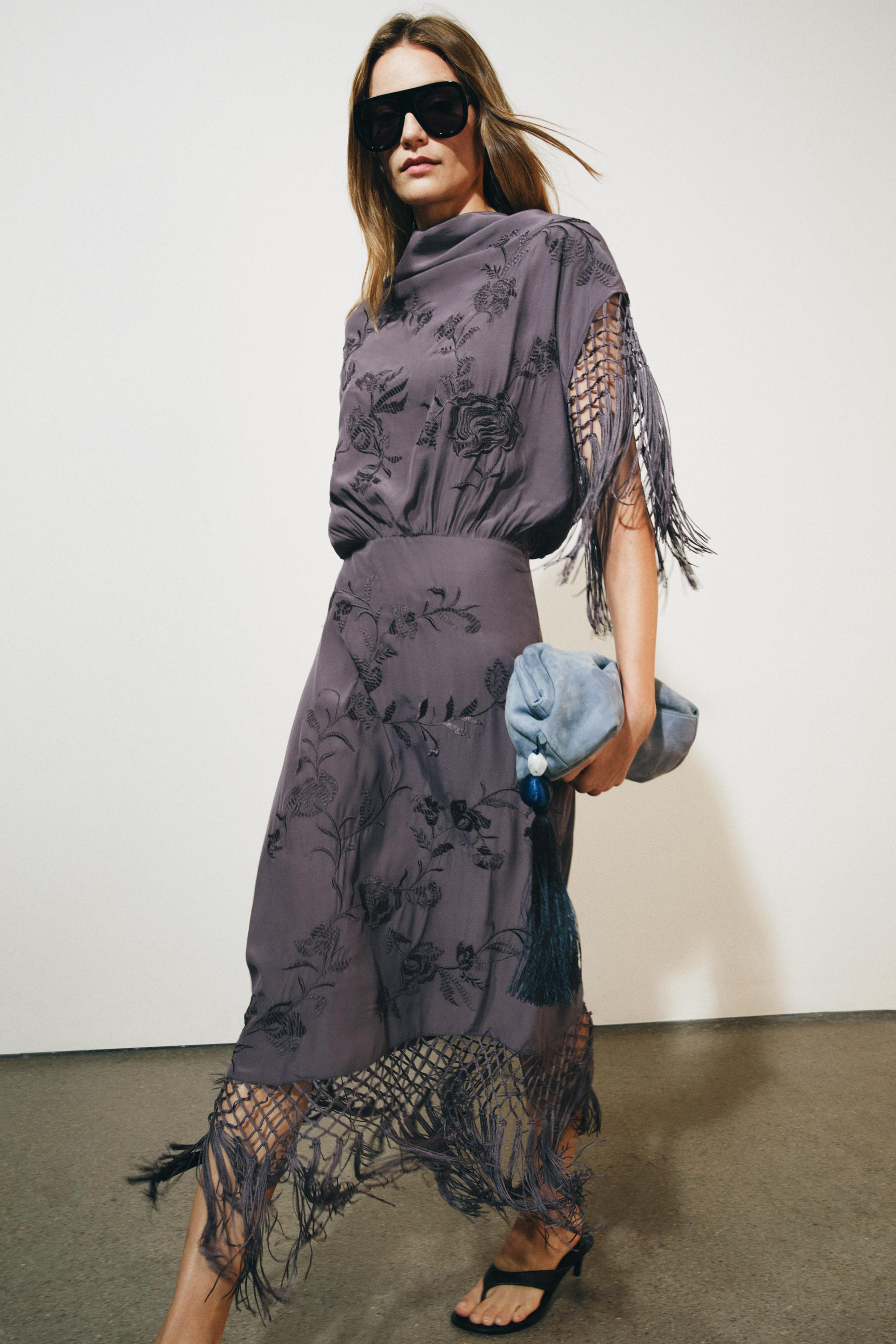 ZW COLLECTION EMBROIDERED FRINGE DRESS | Zara US