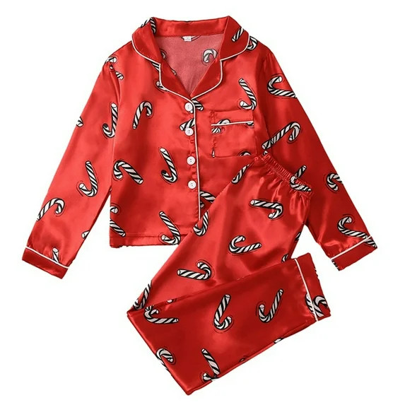 SILVERCELL Christmas Silk Satin Pajamas for Mommy and Me Snowmen/Elk/Santa Claus Holiday Loungewe... | Walmart (US)