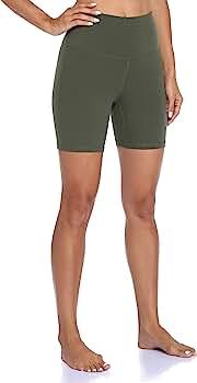 YUNOGA Women's High Waisted Yoga Short 6" Inseam Workout Athletic Biker Shorts | Amazon (US)