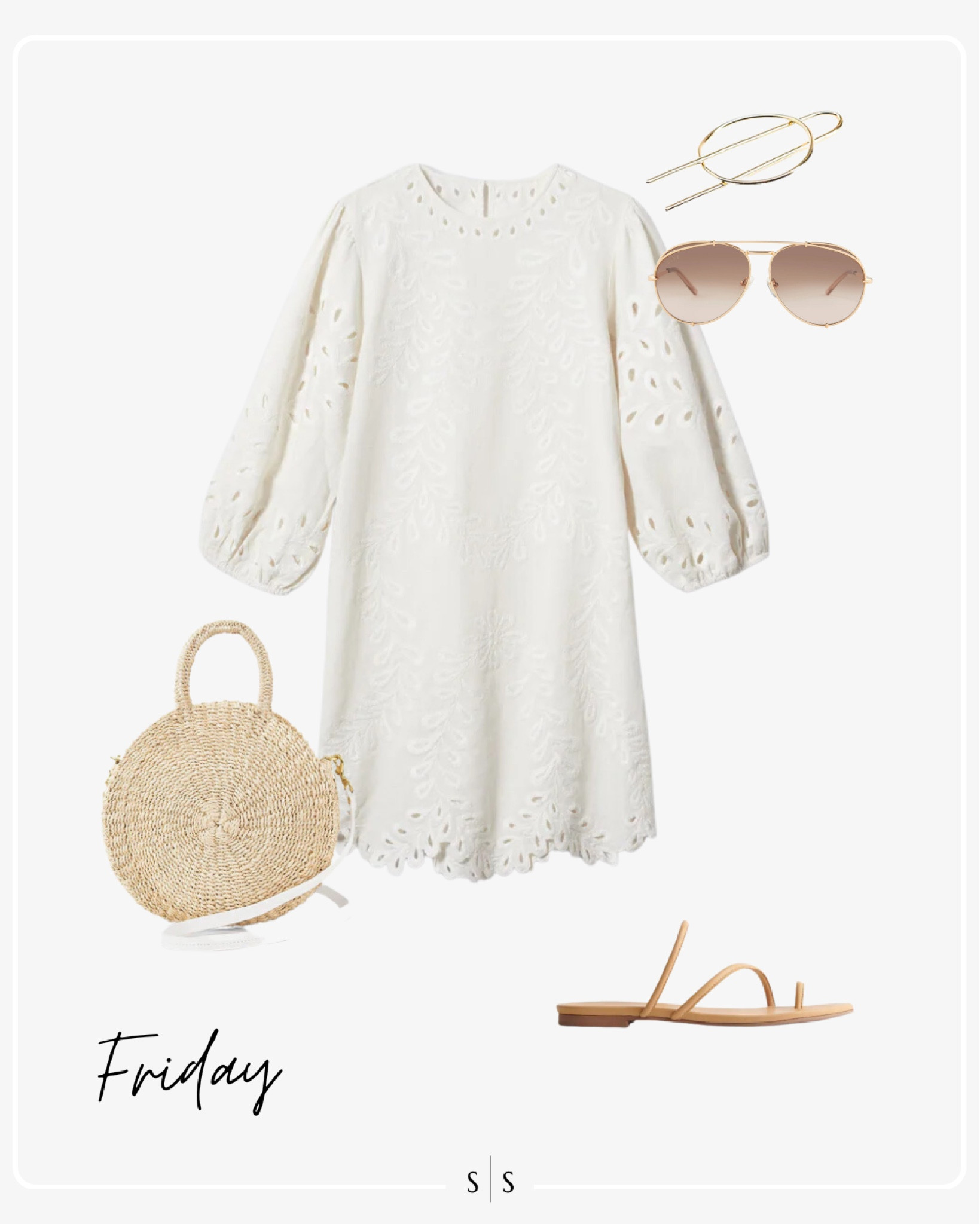 Style Guide of the Week | white mini dress, sandals, circle tote bag, sunglasses, hair pin

Early Summer outfits, timeless style, outfit ideas, warm weather style, Summer outfits, closet basics, casual style, chic style, everyday outfit. See all details on thesarahstories.com ✨

#LTKFind #LTKstyletip