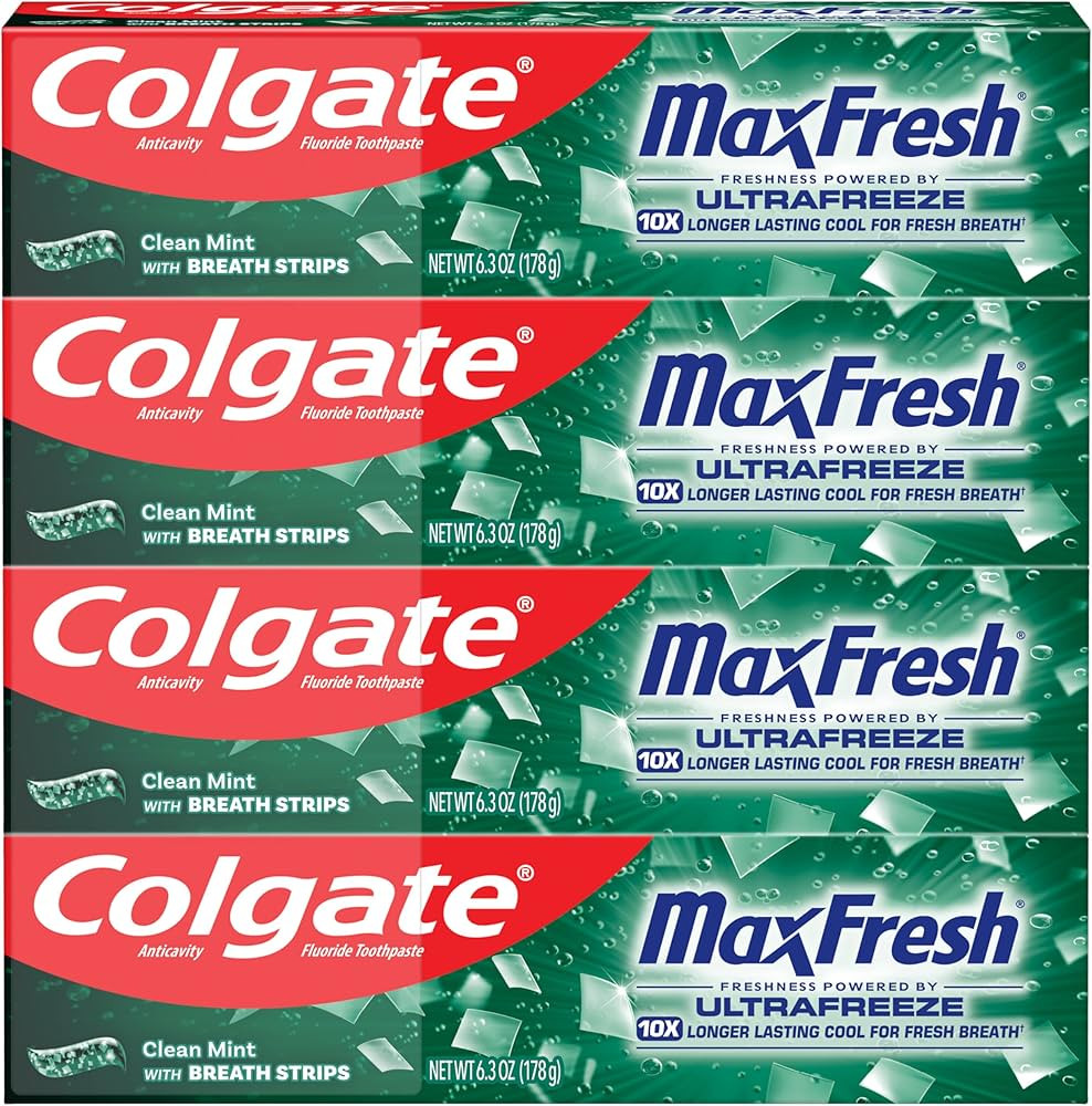Colgate MaxFresh Clean Mint Toothpaste Pack, Fresh Breath Toothpaste with Fluoride and Hundreds o... | Amazon (US)