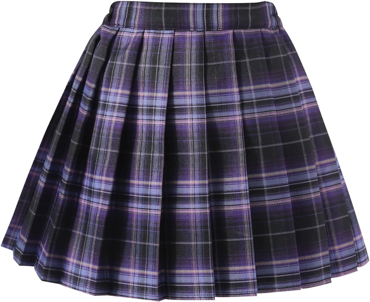 Women's & Girls' Pleated Plaid Mini Skirt School Girl Skirts Skorts Mom and Daughter Matching Out... | Amazon (US)