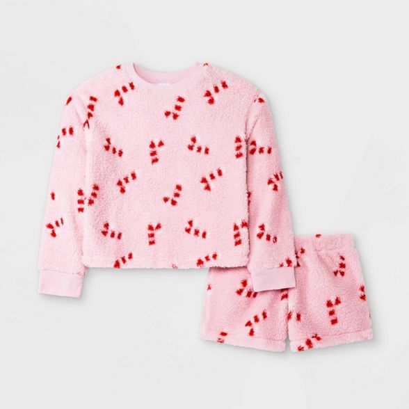 Girls' Cozy Sherpa Pajama Set - art class™ Violet | Target