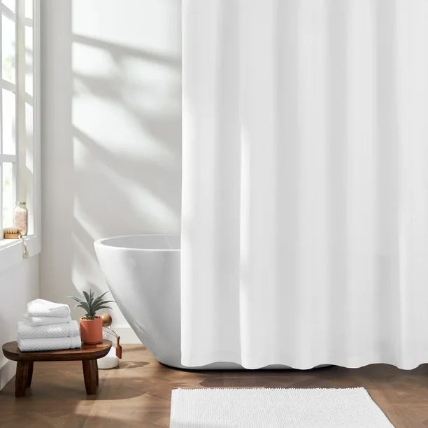 Gap Home Solid Textured Organic Cotton Shower Curtain White 72"x72" - Walmart.com | Walmart (US)
