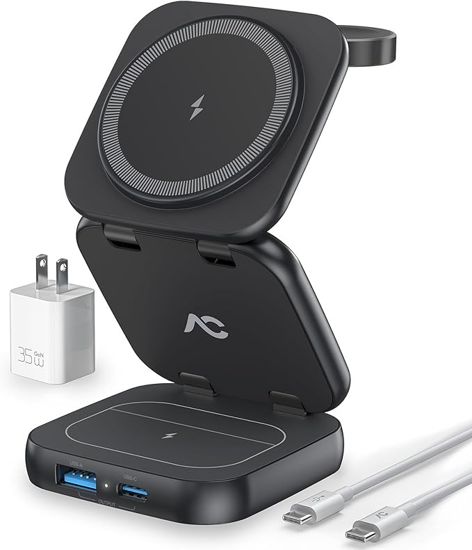 Wireless Charger for Magsafe, AC Island 5-in-1 Charging Station, 15W Max Fast Magnetic Foldable S... | Amazon (US)