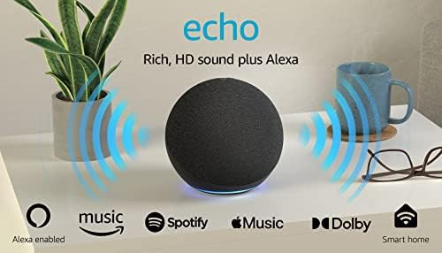Echo (4th Gen) | With premium sound, smart home hub, and Alexa | Charcoal | Amazon (US)