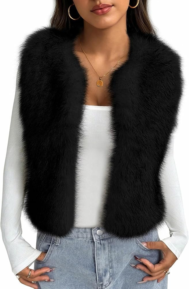 BTFBM Faux Fur Vest Women Fall Fashion 2025 Sleeveless Fuzzy Jacket Fluffy Coats Winter Clothing ... | Amazon (US)