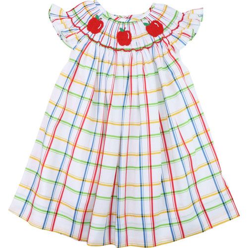Multicolored Plaid Smocked Apple Dress - Shipping Mid July | Cecil and Lou