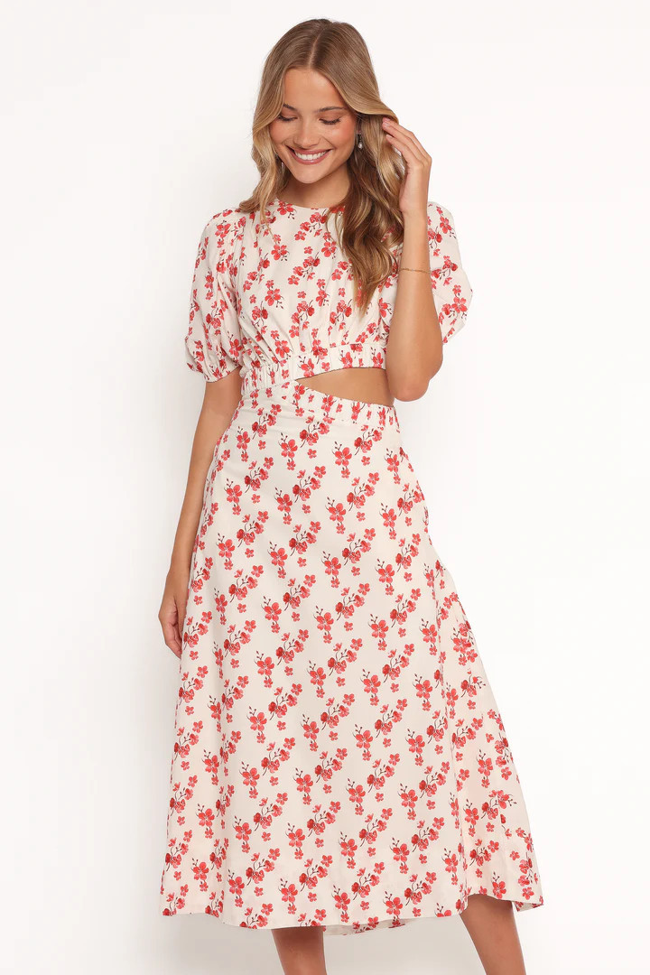 Aminah Puff Sleeve Dress - Red Floral | Petal & Pup (AU)