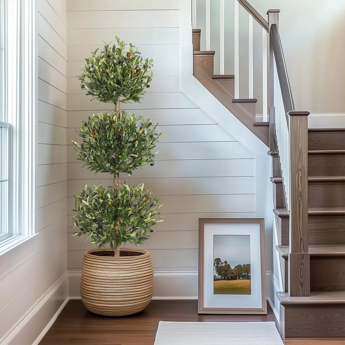 5 ft Artificial Olive Tree, 5 ft Tall Triple Ball Topiary Faux Plant in Pot,Outdoor Indoor Realis... | Wayfair North America