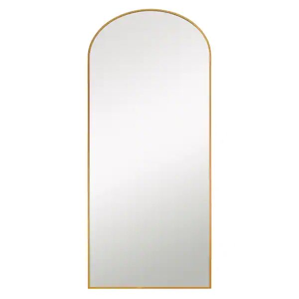 71” x 31” Arched Metal Mirror Full-length Floor Mirror with Standing - Gold | Bed Bath & Beyond