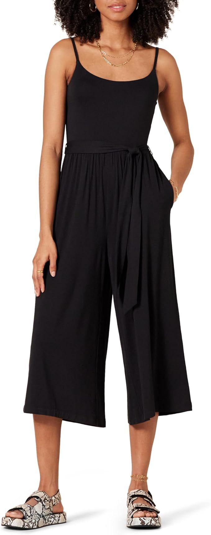 Amazon Essentials Women's Jersey Cami Cropped Wide Leg Jumpsuit | Amazon (US)