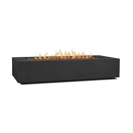 Rutland 70"" Rectangle Steel Propane or Natural Gas Fire Pit Table in Black by Real Flame | West Elm (US)