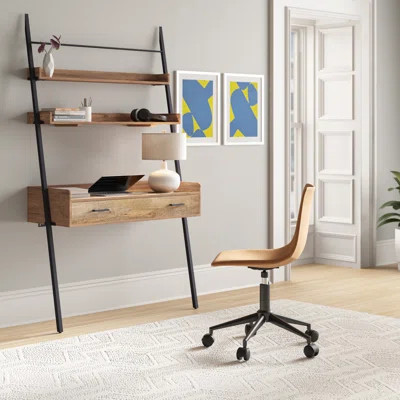 Harton Leaning/Ladder Desk AllModern Color (Top/Frame): Natural Wood/Black | Wayfair North America