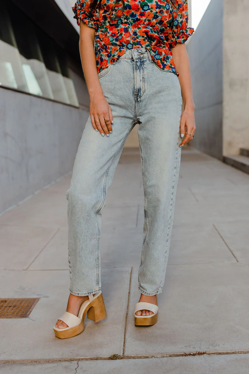 Free People Pacifica Straight Leg Jeans-Bleach Acid Wash | Love Olive Co