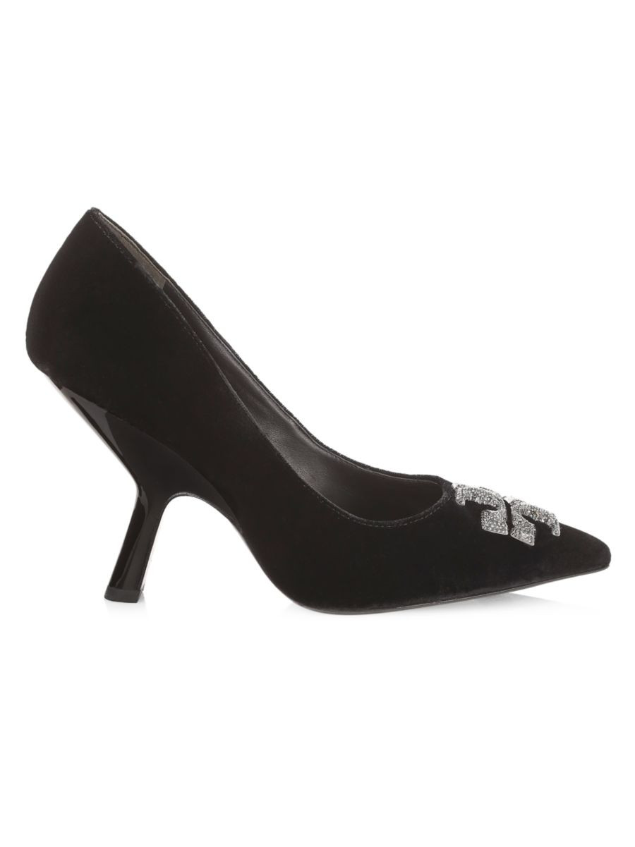Eleanor Pavé Crystal-Embellished Logo Leather Pumps | Saks Fifth Avenue