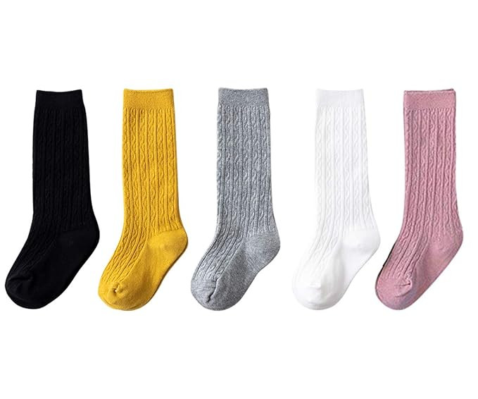 Jastore 5 Pairs/3 Pairs Unisex Baby Girl Boy Lace Stocking Knit Knee High Cotton Socks | Amazon (US)