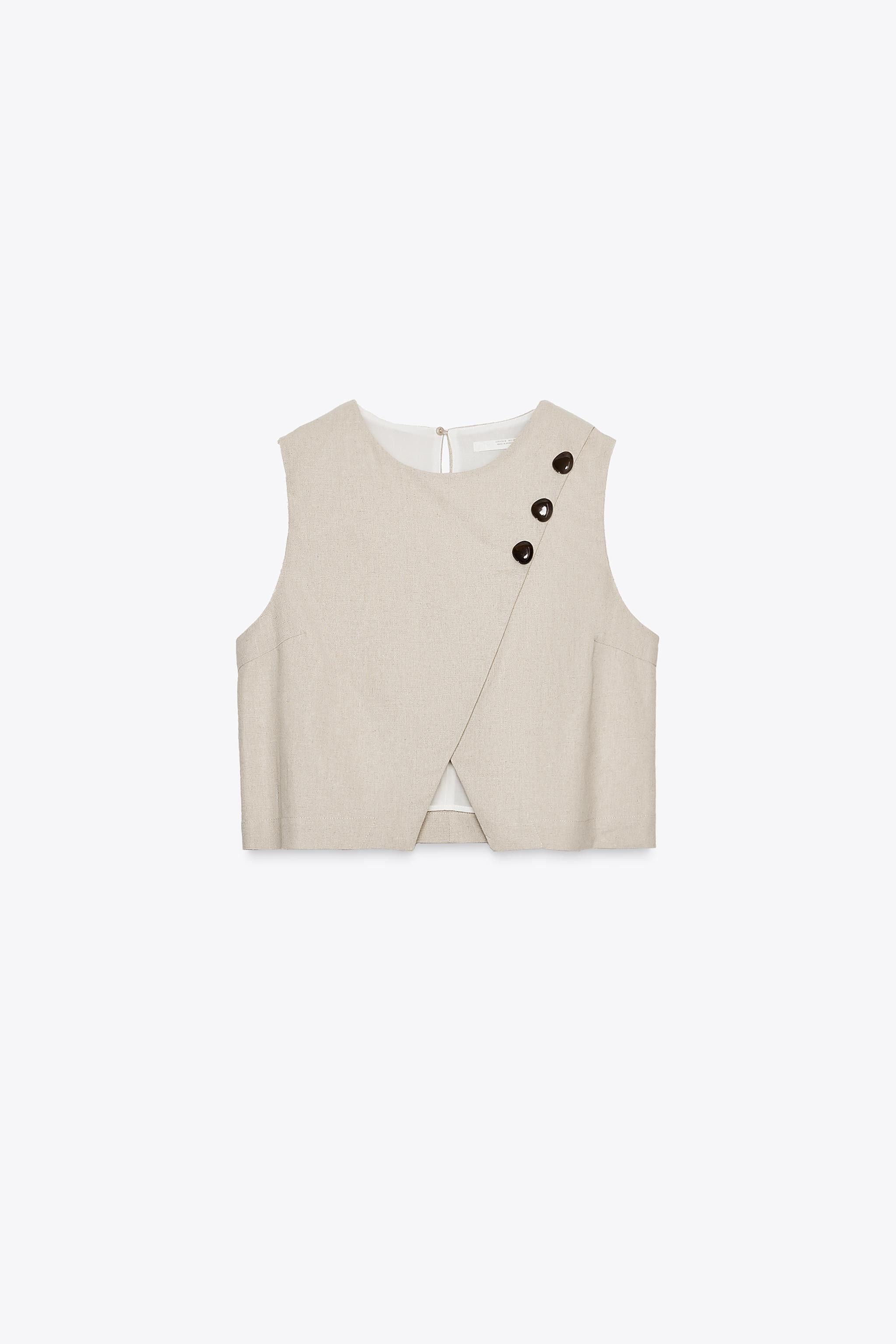 LINEN CROPPED WRAP TOP | Zara US