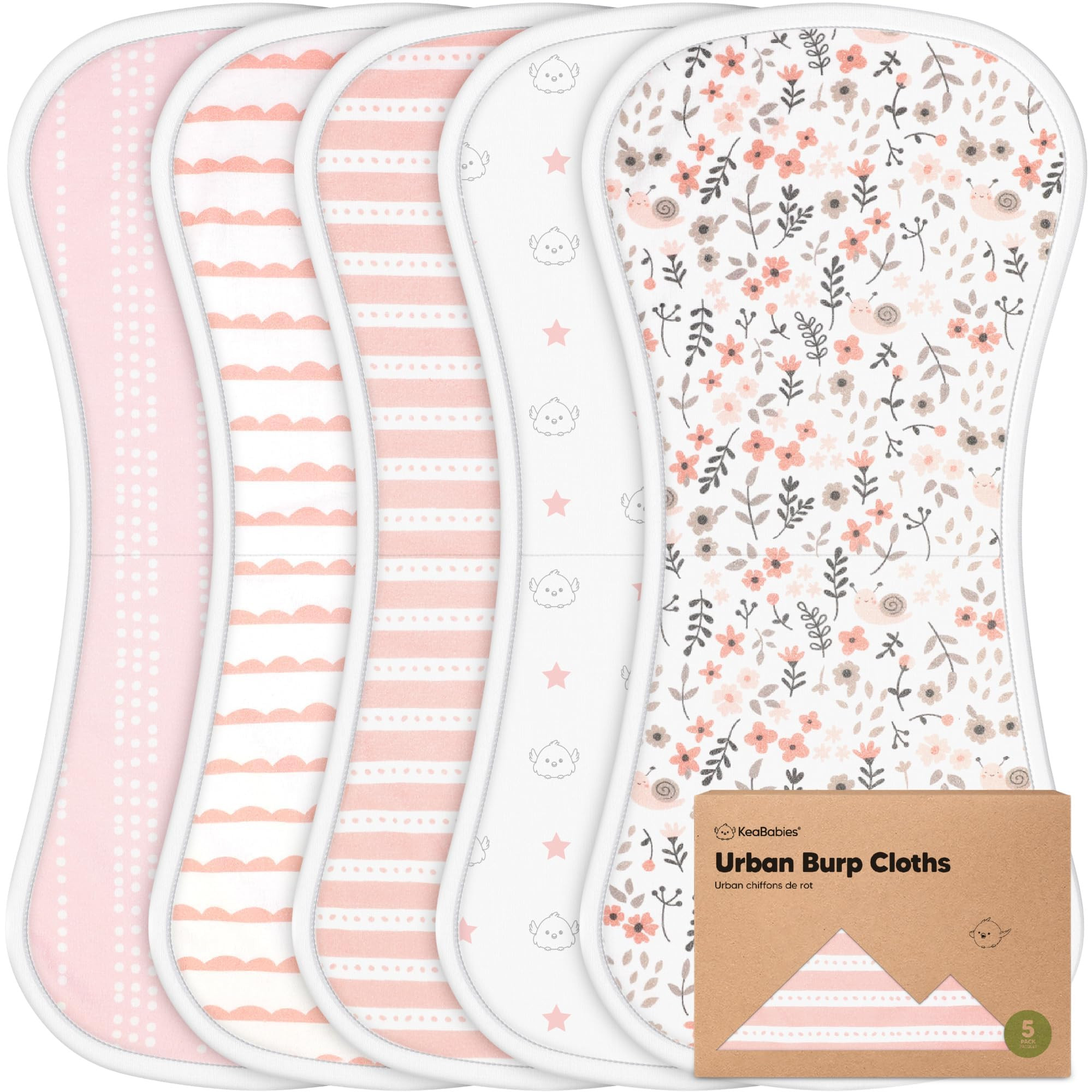 Organic Burp Cloths Baby Boy & Girl - 5-Pack Super Absorbent Cotton Burping Cloths for Babies, So... | Amazon (US)