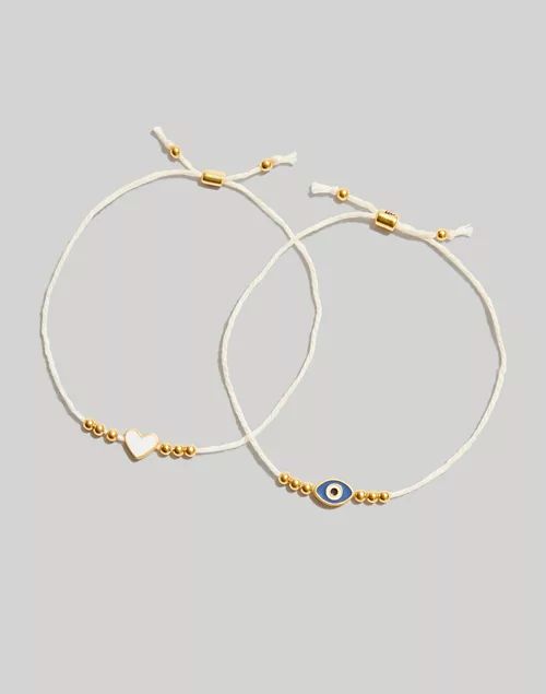 Two-Piece Enamel Charm Friendship Bracelet Set | Madewell