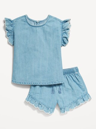 Short-Sleeve Ruffled Top and Shorts Set for Toddler Girls | Old Navy (US)