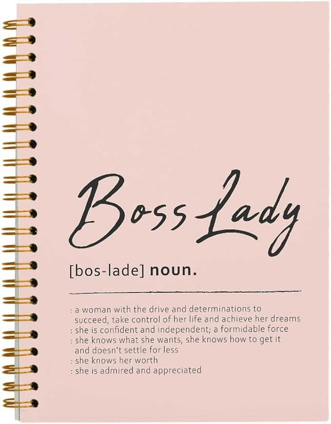 Tizzer Boss Lady Definition Pink Lined Hardcover Spiral Notebook Journal for Work Notes Journalin... | Amazon (US)