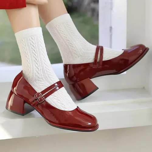Red Wolf - Block Heel Plain Mary Jane Pumps | YesStyle Global