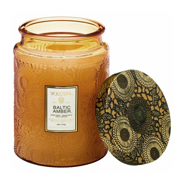 Voluspa Baltic Amber Large Embossed Glass Jar Candle (18 Ounces) | Walmart (US)