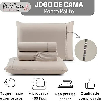 Jogo de Cama King Percal 400 Fios Ponto Palito 04 Peças, Antiácaro, Anti-pilling com Toque Maci... | Amazon (BR)