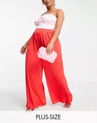 Collective The Label Curve Exclusive contrast wide leg jumpsuit in red color block | ASOS (Global)