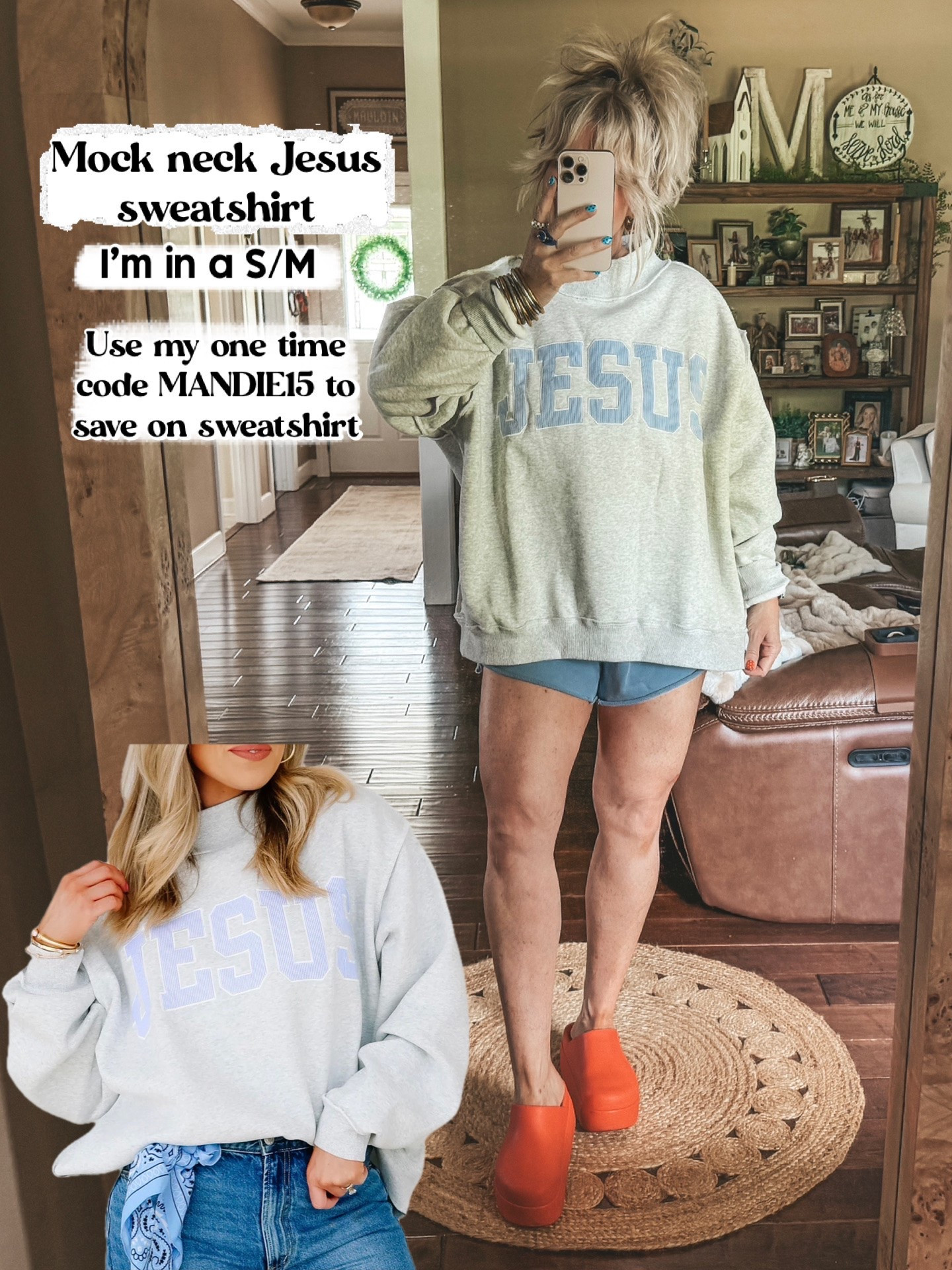 Save with this sweatshirt with my one time use code @thewillowtree MANDIE15 
Sweatshirt S/M
Shirts M
Crocs I size down

#LTKOver40