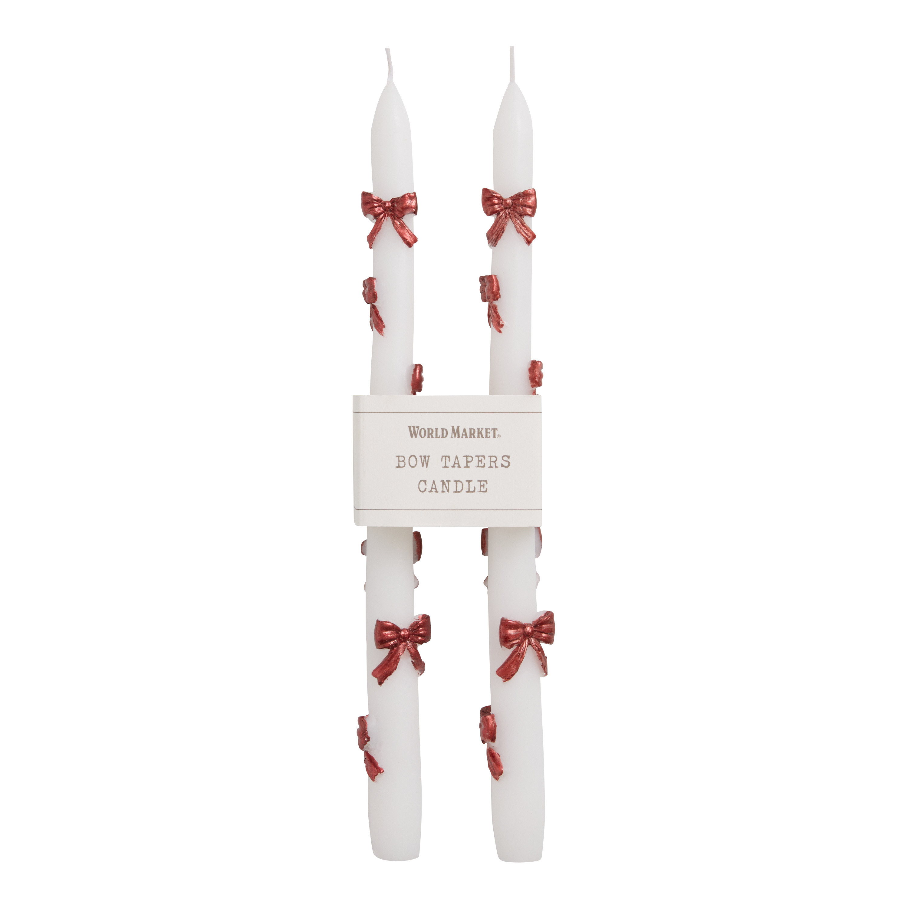 Dimensional Red Bow Taper Candles 2 Pack | World Market