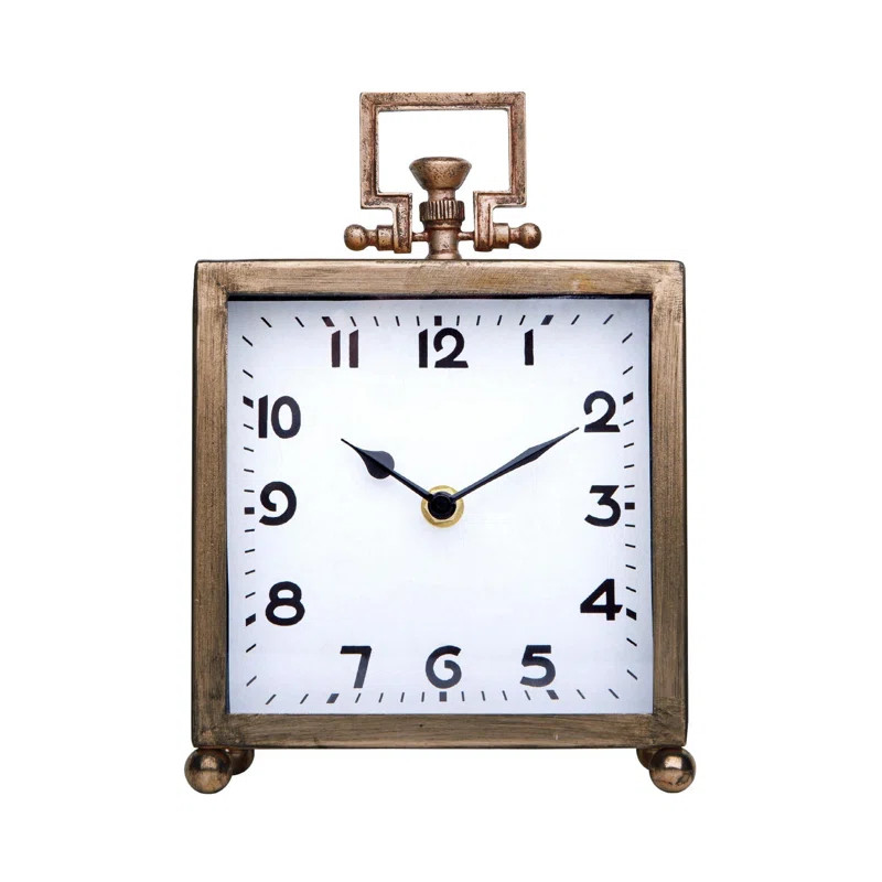 Kanesia Analog Metal Electric Tabletop Clock in Brown | Wayfair North America