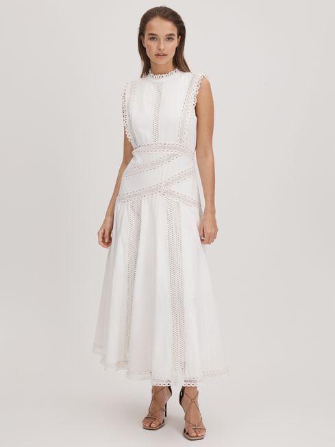Florere Cotton Lace Midi Dress | Reiss UK