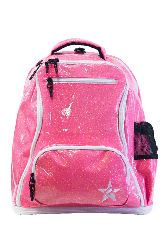 Glossy in Neon Pink Rebel Dream Bag Plus with White Zipper | Rebel Athletic