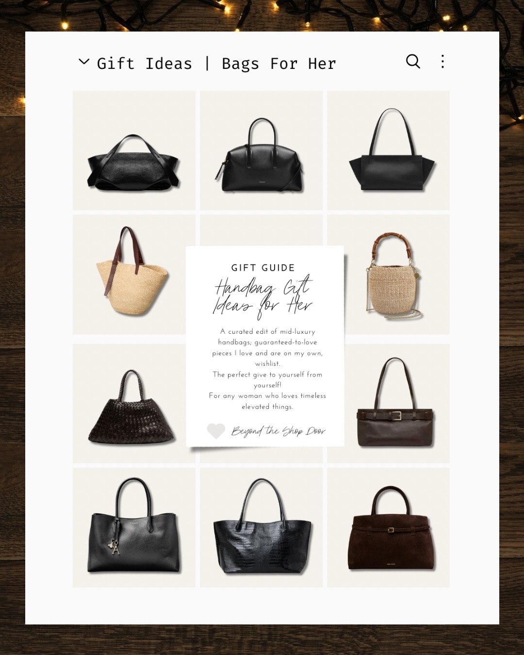 The Ultimate Handbag Gift Guide for Her | Gift Ideas Edit

A curated edit of mid-luxury handbags; guaranteed-to-love pieces I love and are on my own, wishlist.

The perfect give to yourself from yourself!

For any woman who loves timeless and elevated things.

St Agni | DeMellier | Clare Vie |  LIÉ STUDIO | Scanlan Theodore | Dragon Diffusion | Aspinal Of London | Manu Atelier

#LTKGiftGuide #LTKOver40