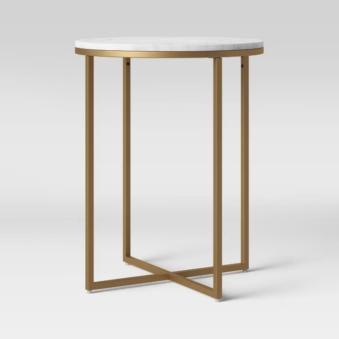 Dale Round White Marble Top End Table with Brass Base - Project 62™ | Target