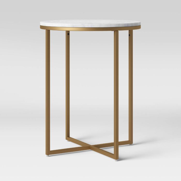 Dale Round White Marble Top End Table with Brass Base - Project 62™ | Target