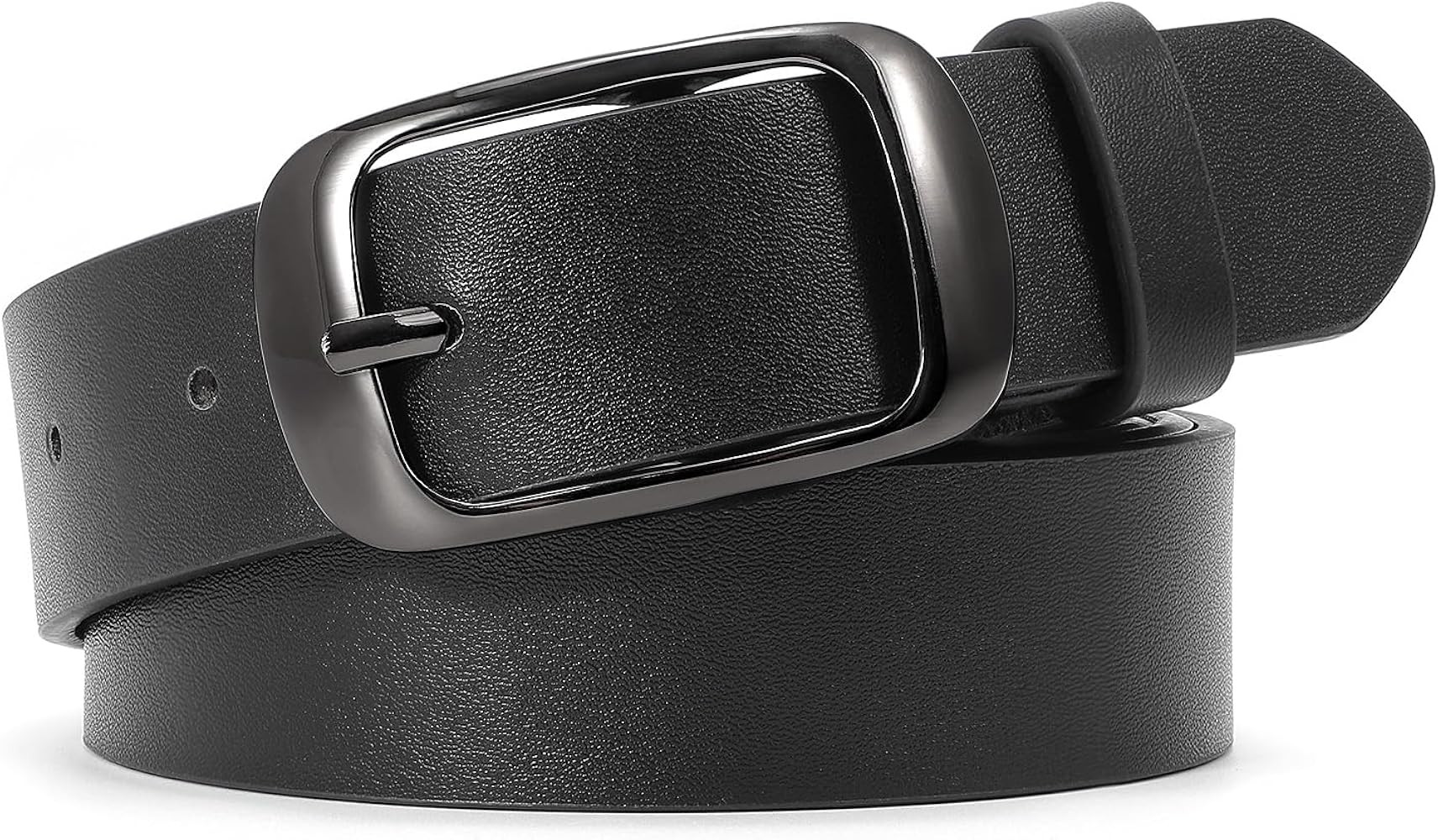WERFORU Women Black Leather Belt Plus Size Polished Buckle for Jeans Pants | Amazon (US)