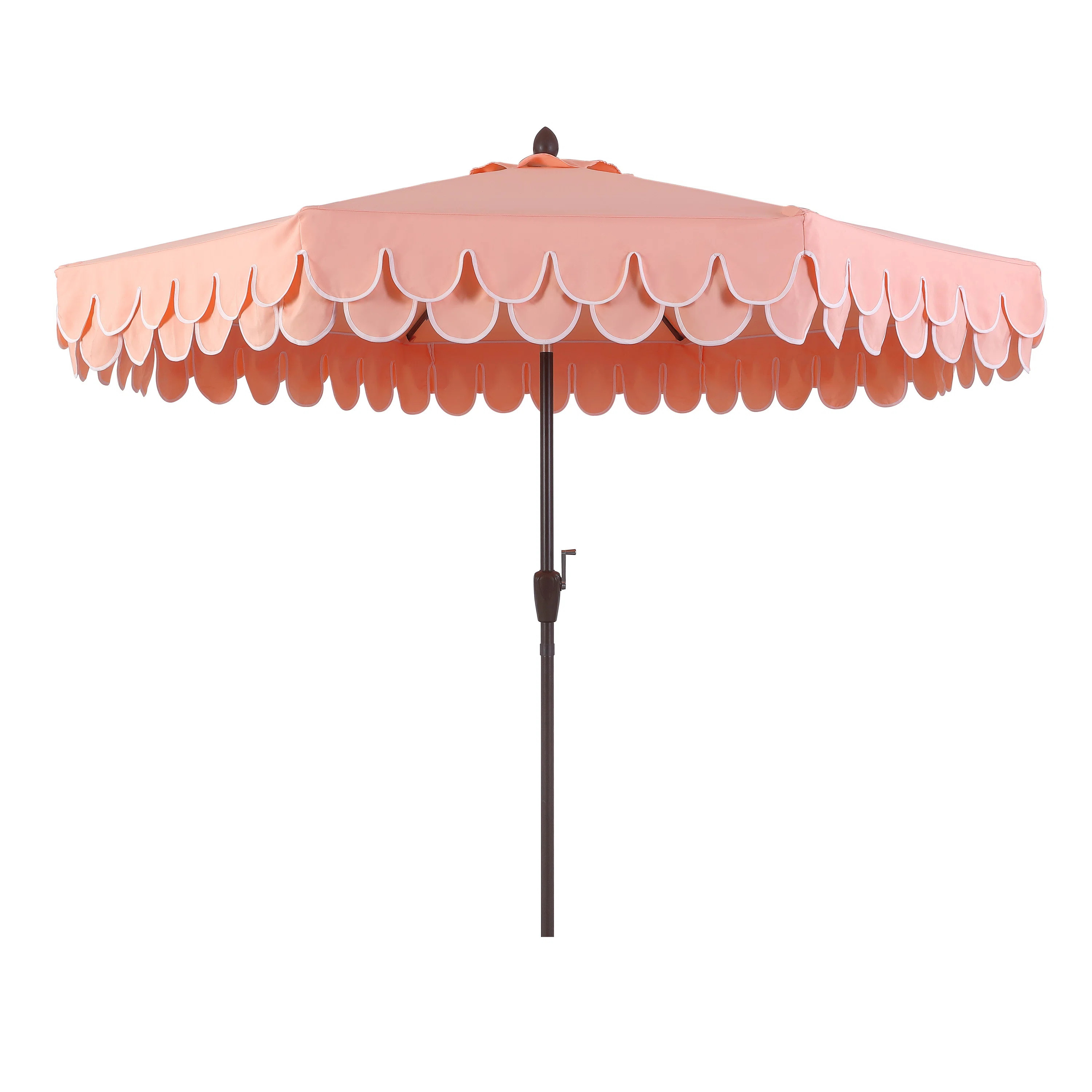 Beeliar 9 ft. Classic Scalloped Fringe Market Patio Umbrella with Auto-Tilt, Crank, and UV Protec... | Wayfair North America