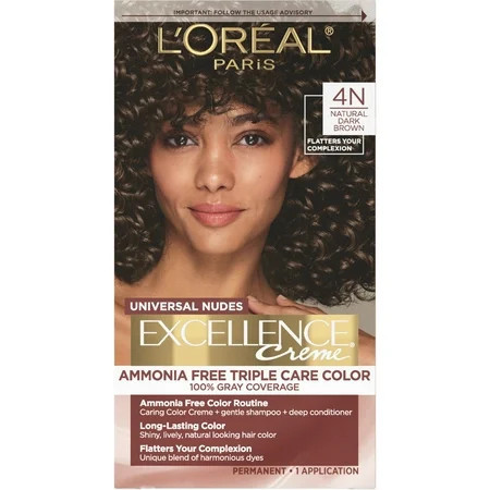 L Oréal Paris Excellence Universal Nudes Adult Permanent Hair Color 4N Natural Dark Brown 1 Kit | Walmart (US)