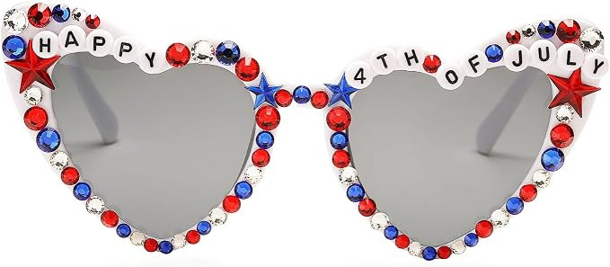 4th of July Outfits for Women Men Sunglasses, Red White and Blue Glasses Patriotic Forth of July ... | Amazon (US)