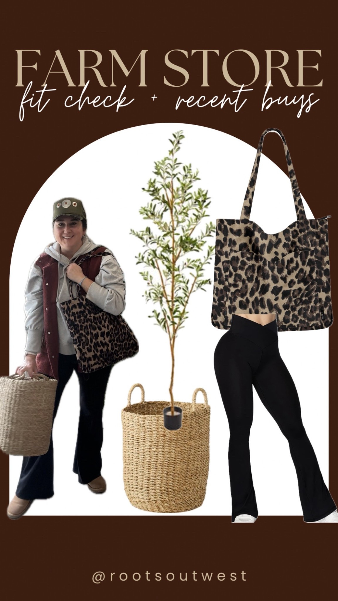 Farm Store fit check + recent olive tree & basket buy. Great price on this olive tree & I love the height + look. My FAVE flare leggings that come in multiple inseams. Amazon fashion, Target Home 

#LTKSaleAlert #LTKHome