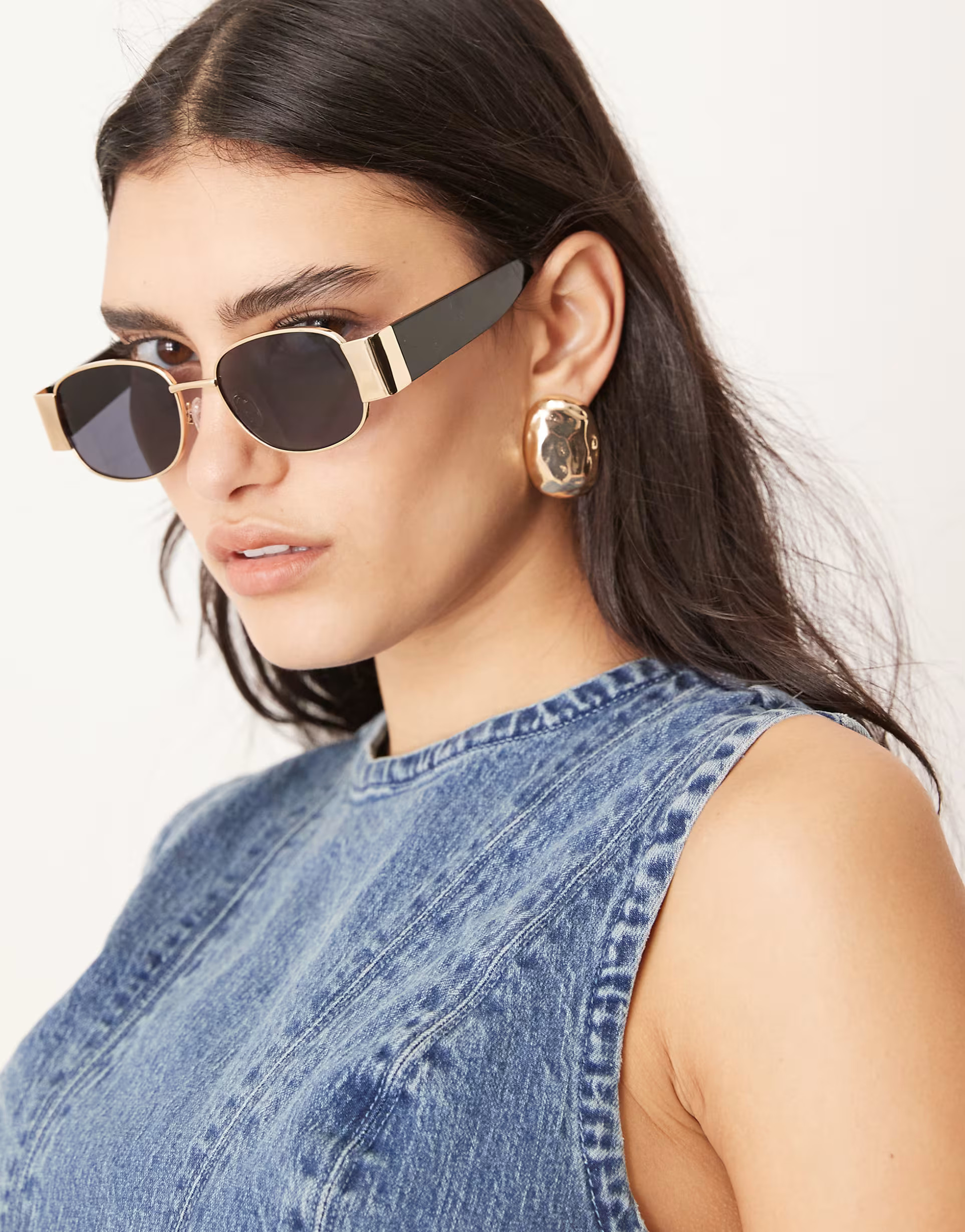 ASOS DESIGN round metal sunglasses with wide temple and smoke lens | ASOS (Global)
