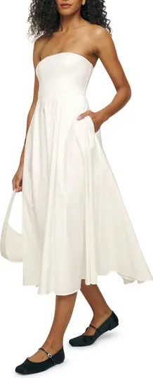 Reformation Astoria Strapless Stretch Midi Dress | Nordstrom | Nordstrom