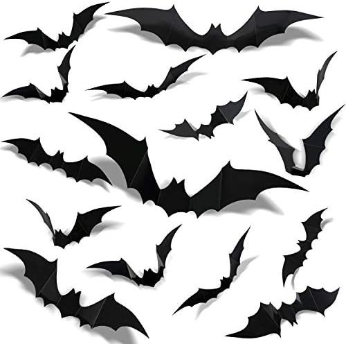 120pcs Halloween 3D Bat Wall Stickers - Halloween Decorations - Scary Bats Wall Window Stickers - Sp | Amazon (US)