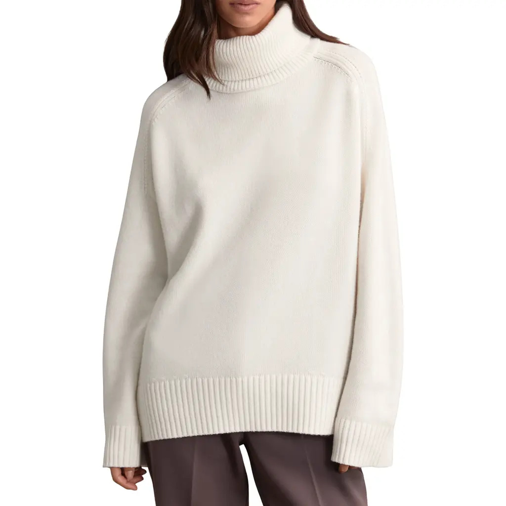 Reiss Brooklyn Oversize Wool & Cashmere Turtleneck Sweater in Cream at Nordstrom, Size X-Large | Nordstrom