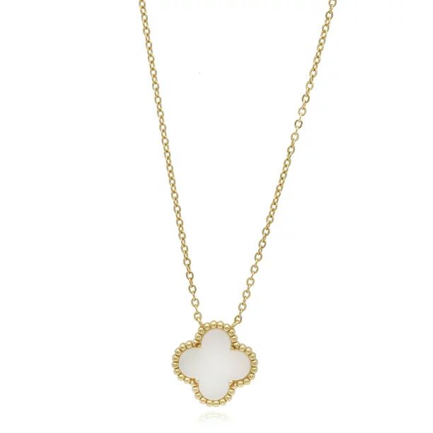 Yellow Gold Over Silver Gemstone Clover Leaf Pendant Necklace 16"-18" Adjustable | Walmart (US)