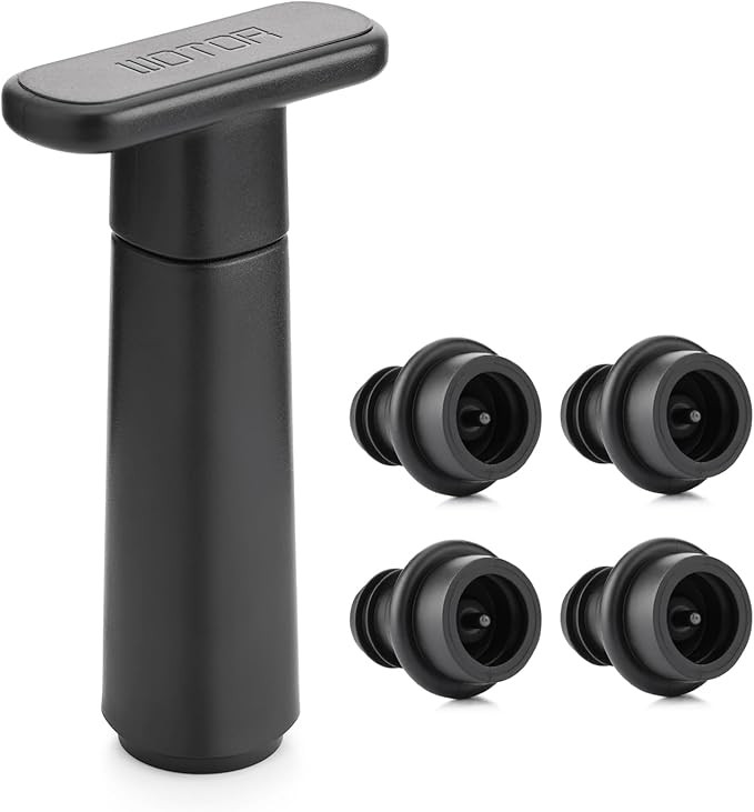 Wine Saver Vacuum Pump with 4 Stoppers, Wine Stopper & Preserver, Reusable Bottle Sealer Keeps Fr... | Amazon (US)